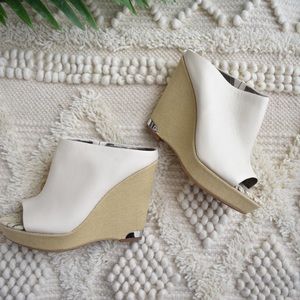 SAM EDELMAN Kylie Open Toe Leather Wedge Mule